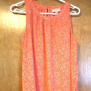 Sleeveless tank in coral and white